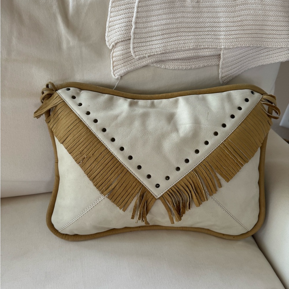 The American West Heritage Collection Leather Fringe Pillow